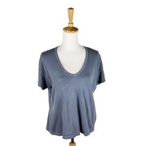 Wildfox Chrissy Vintage Wash V-neck Short Sleeve Tee Baja Blue Size Small
